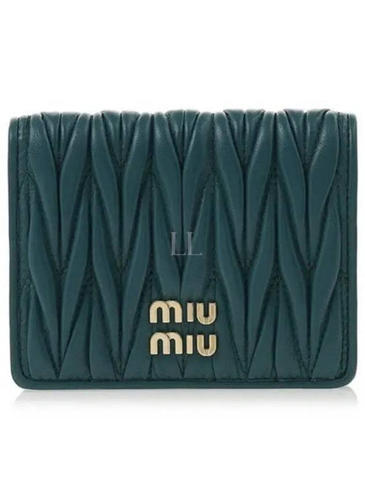 Matelasse Leather Half Wallet Green - MIU MIU - BALAAN 2