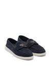 Triangle Logo Suede Leather Loafers Blue - PRADA - BALAAN 6