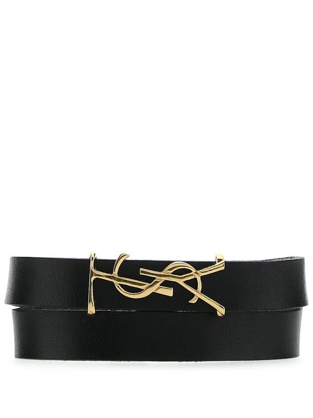 Monogram Double Wrap Bracelet Black - SAINT LAURENT - BALAAN 4