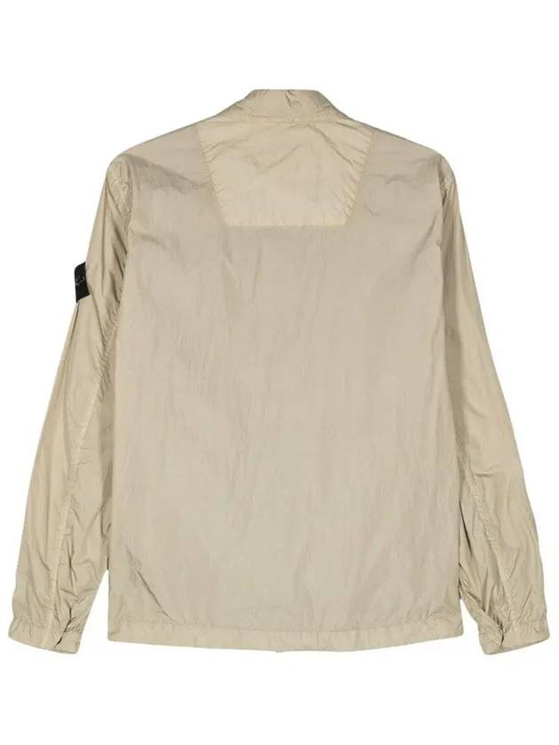 Garment Dyed Overshirt Zip Up Jacket Beige - STONE ISLAND - BALAAN 3