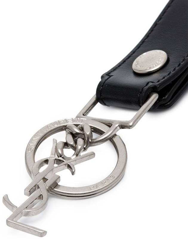 Monogram Leather Key Holder Black Silver - SAINT LAURENT - BALAAN 4