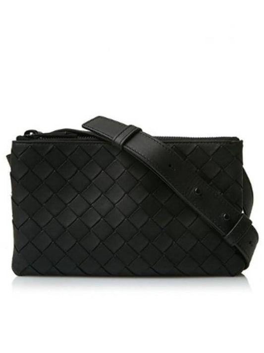 Triple Zipper Cross Bag Black - BOTTEGA VENETA - BALAAN.