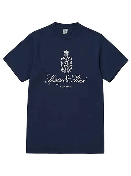 Vendome Cotton Short Sleeve T-Shirt Navy - SPORTY & RICH - BALAAN 1