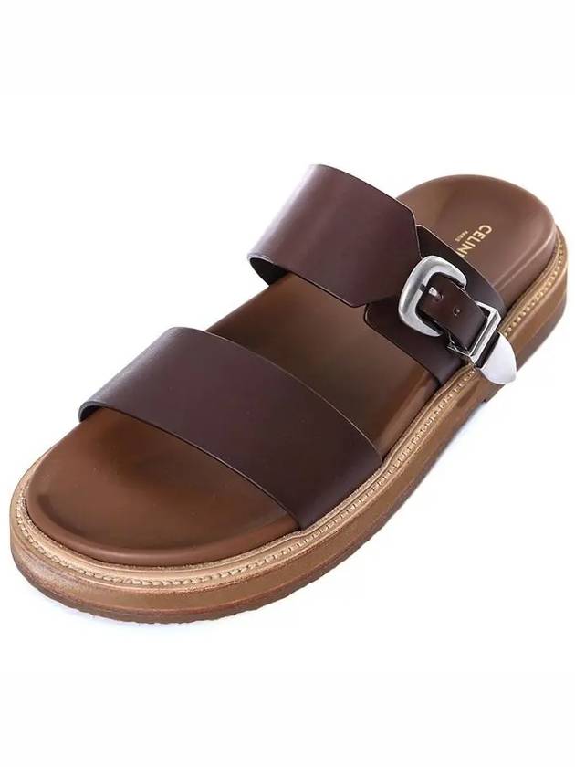 Tippi Calfskin Vegetal Tanning Slippers Dark Brown - CELINE - BALAAN 3