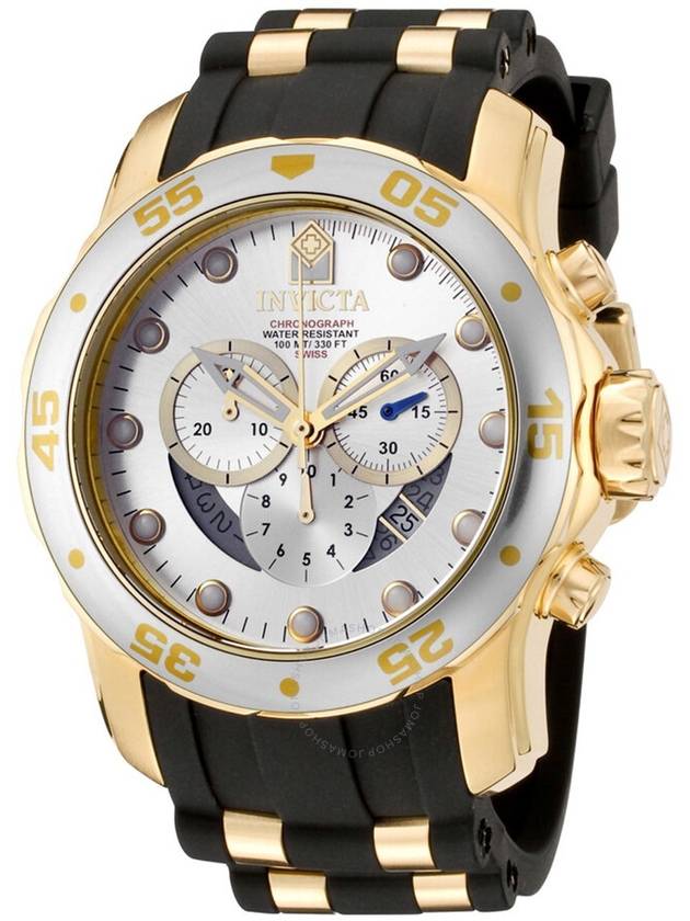 Invicta Pro Diver Chronograph Silver Dial Black Polyurethane Men's Watch 6985 - INVICTA - BALAAN 1