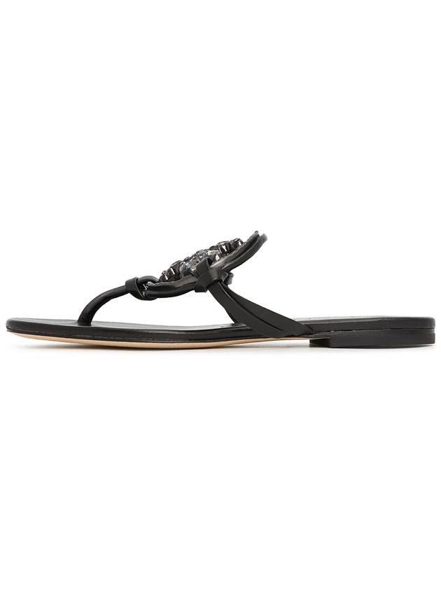 Jeweled Miller Flip Flops Black - TORY BURCH - BALAAN.