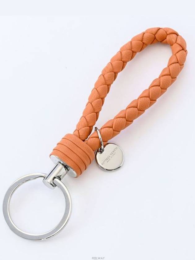 Intrecciato Leather Key Holder Coral - BOTTEGA VENETA - BALAAN 2