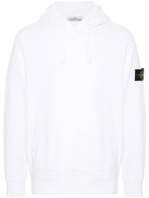 Cotton Fleece Garment Dyed Hoodie White - STONE ISLAND - BALAAN 2