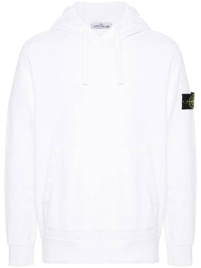 Cotton Fleece Garment Dyed Hoodie White - STONE ISLAND - BALAAN 2