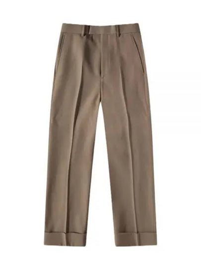 Textured Gabardine Cropped Straight Pants Brown - GUCCI - BALAAN 2