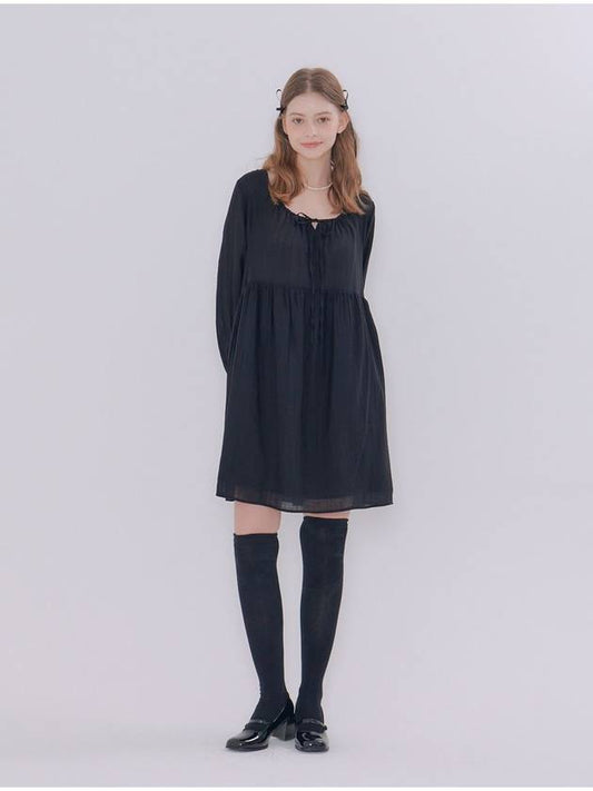 MET square neck shirring dress black - METAPHER - BALAAN 2