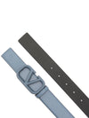 V Logo Signature Leather Belt Blue - VALENTINO - BALAAN 4