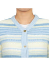 Striped Soft Wool Cardigan Light Blue - GANNI - BALAAN 9