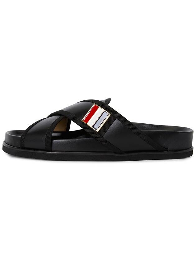 Vitello Calf Enamel Criss Cross Loafer Sandals Black - THOM BROWNE - BALAAN 5