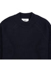 Logo Patch Wool Knit Top Night Blue - AMI - BALAAN 4