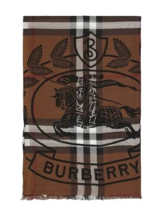 Montage Print Wool Silk Scarf Dark Birch Brown - BURBERRY - BALAAN 1