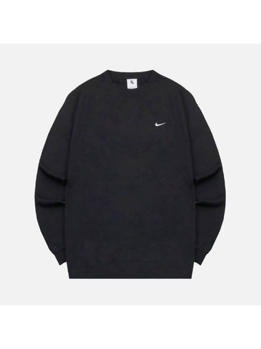 Solo Swoosh Fleece Crew Sweatshirt Black - NIKE - BALAAN 1