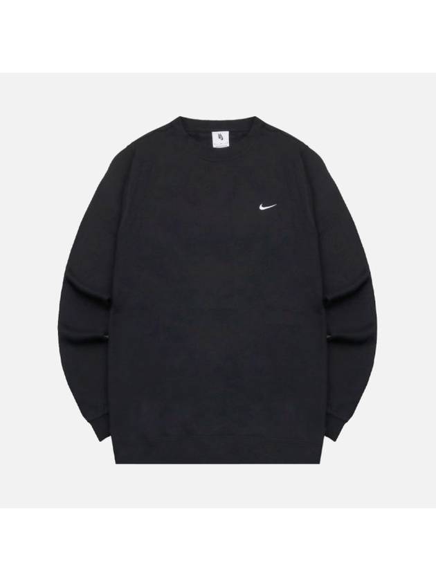 Solo Swoosh Fleece Crew Sweatshirt Black - NIKE - BALAAN 1