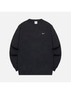 Solo Swoosh Fleece Crew Sweatshirt Black - NIKE - BALAAN 1