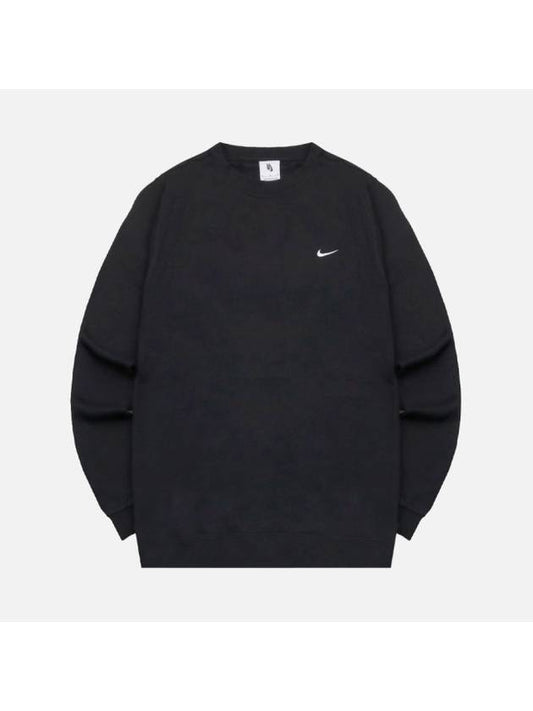 Solo Swoosh Fleece Crew Sweatshirt Black - NIKE - BALAAN 1