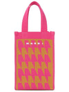 Houndstooth Pattern Small Tote Bag Rose - MARNI - BALAAN 5