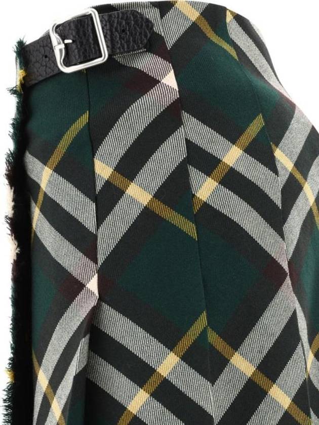 Check Pattern Wool A-Line Skirt Green - BURBERRY - BALAAN 5