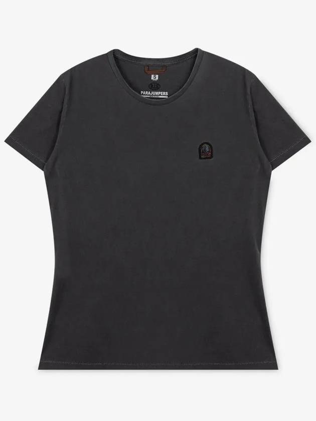 Women's Logo Patch Black Short Sleeve T-Shirt PWTEEBT32 541 - PARAJUMPERS - BALAAN 2