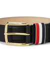 Men's Three Stripes Tab Pebbled Leather Belt Black - THOM BROWNE - BALAAN 6