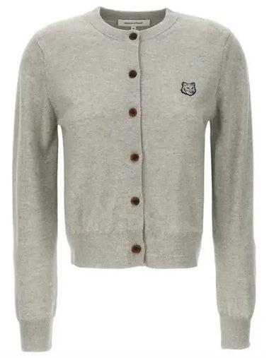 Bold Fox Head Patch Regular Cardigan Grey - MAISON KITSUNE - BALAAN 1