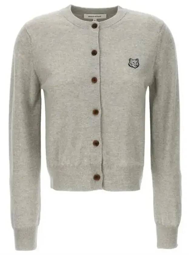 Bold Fox Head Patch Regular Cardigan Grey - MAISON KITSUNE - BALAAN 1