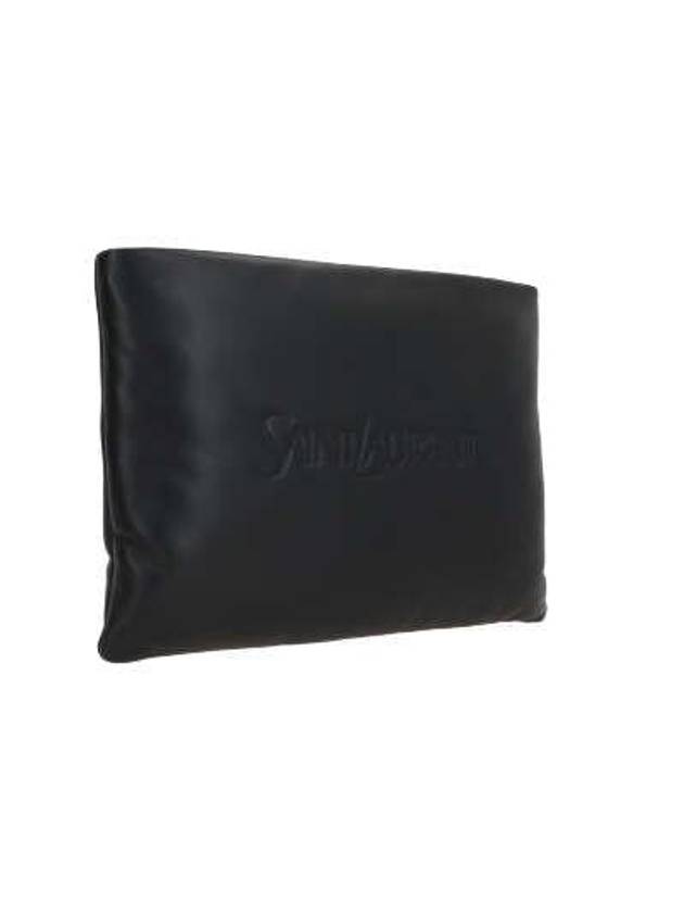 Logo Padding Large Clutch Bag Black - SAINT LAURENT - BALAAN 3