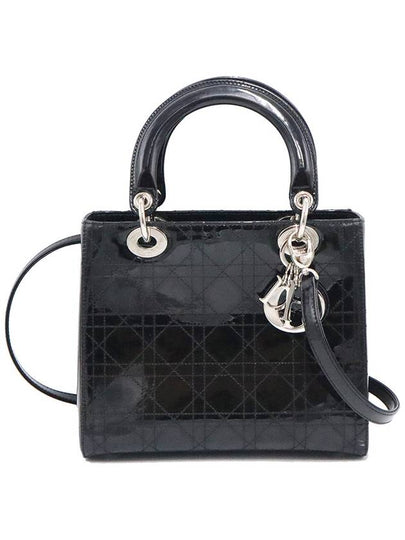 Women s Dior Christian CAL44551 Black Patent Cannage Lady Medium 2WAY gt bag Gangbuk used luxury goods - DIOR - BALAAN 2