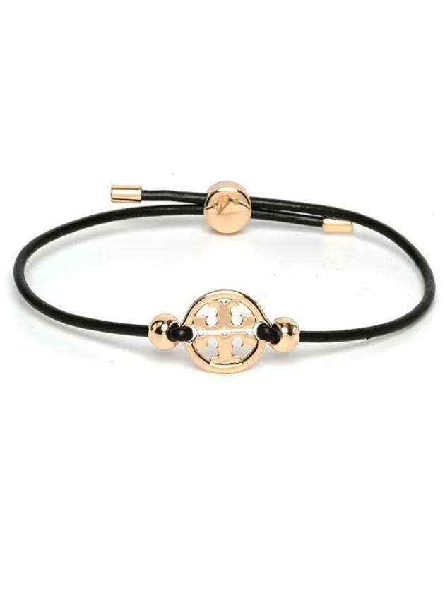 Miller Logo Charm Slider Leather Bracelet Black - TORY BURCH - BALAAN 2