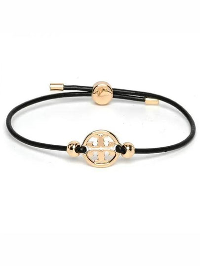 Miller Logo Charm Slider Leather Bracelet Black - TORY BURCH - BALAAN 2