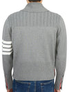 Men's Jersey Stitched Shawl Collar Cardigan Grey - THOM BROWNE - BALAAN 4