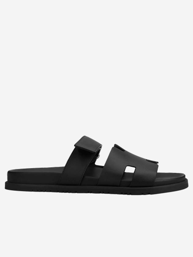 Hermes Chypre H Logo Calfskin Sandals Black - HERMES - BALAAN 2