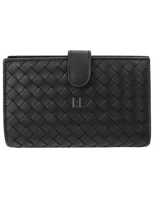 Intrecciato Weaving Nappa Leather Half Wallet Black - BOTTEGA VENETA - BALAAN 2