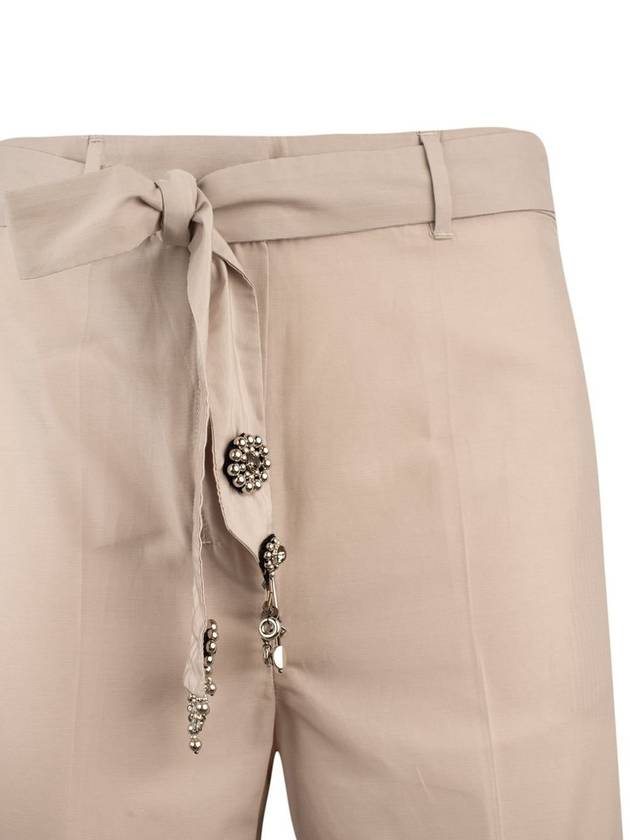 Max Mara Cotton Pants With Decorated Belt - MAX MARA - BALAAN 3