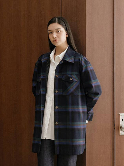 Plaid Shirt Jacket Navy - YOUNESS - BALAAN 2