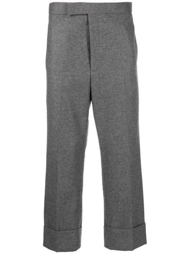 Flannel Low Rise Backstrap Straight Pants Medium Grey - THOM BROWNE - BALAAN 1