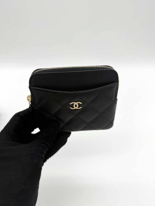 Gold Zipper Classic Grained Calfskin Card Holder Black - CHANEL - BALAAN 5