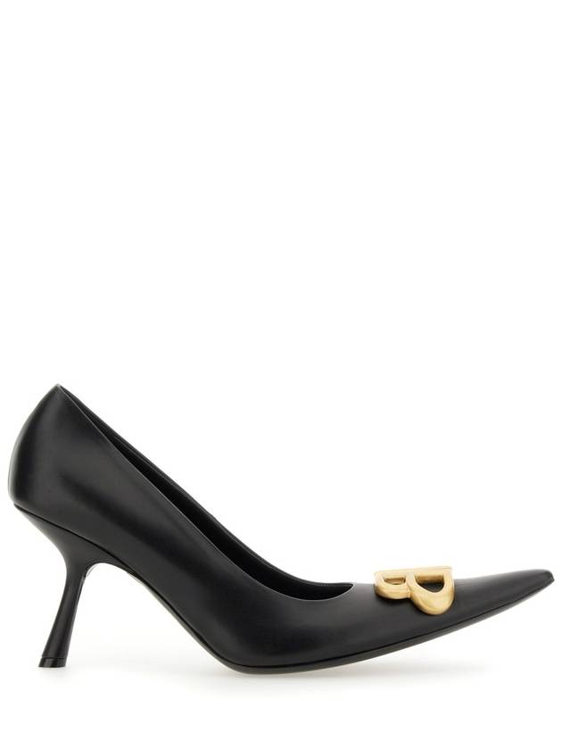 Women's Logo Plaque Pointed toe Heels BLACK - BALENCIAGA - BALAAN 3