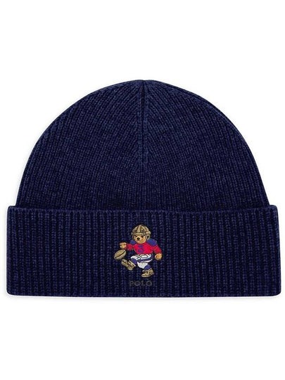 Bear Merino Wool Beanie Navy - POLO RALPH LAUREN - BALAAN 2