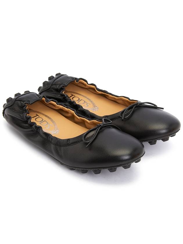 Leather Bubble Ballerina Black - TOD'S - BALAAN.