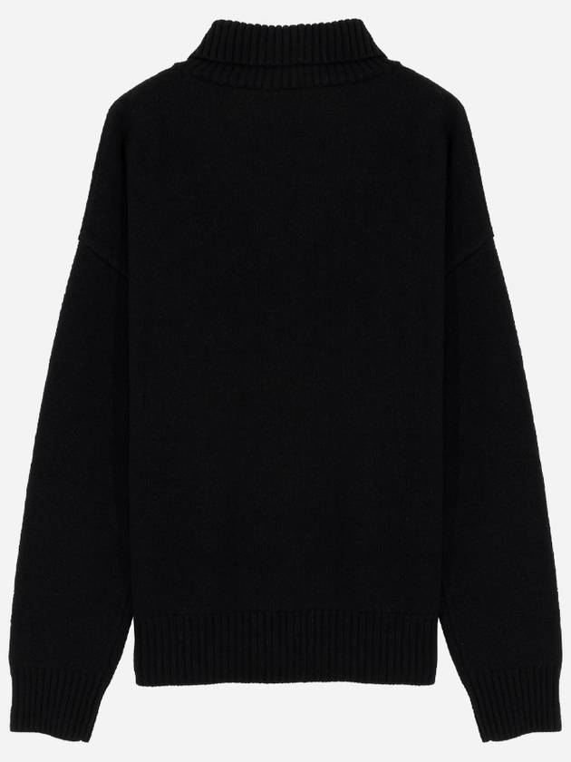 Big heart logo men s turtleneck knit black BKUKS402 018 - AMI - BALAAN 5