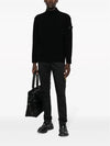 Ghost Piece Mock Neck Virgin Wool Knit Top Black - STONE ISLAND - BALAAN 3