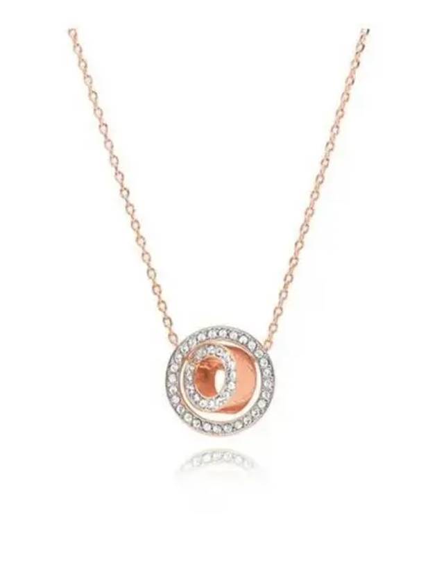 Dextera Circle Pendant Necklace Rose Gold - SWAROVSKI - BALAAN 2