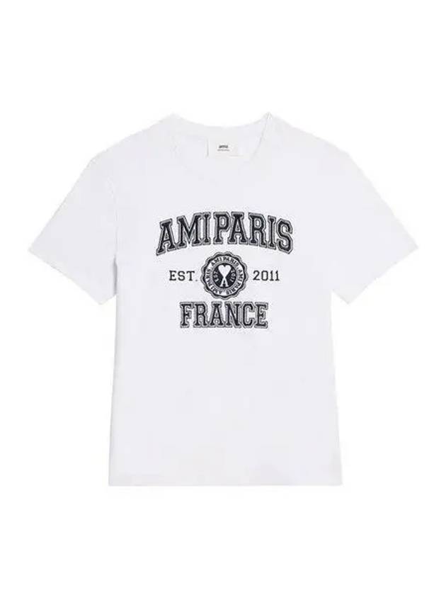 Varsity Logo Short Sleeve T-Shirt White - AMI - BALAAN 2