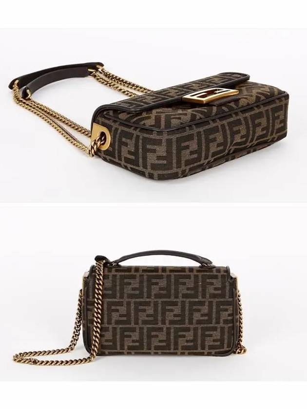 Baguette Chain FF Jacquard Medium Cross Bag Brown - FENDI - BALAAN 4