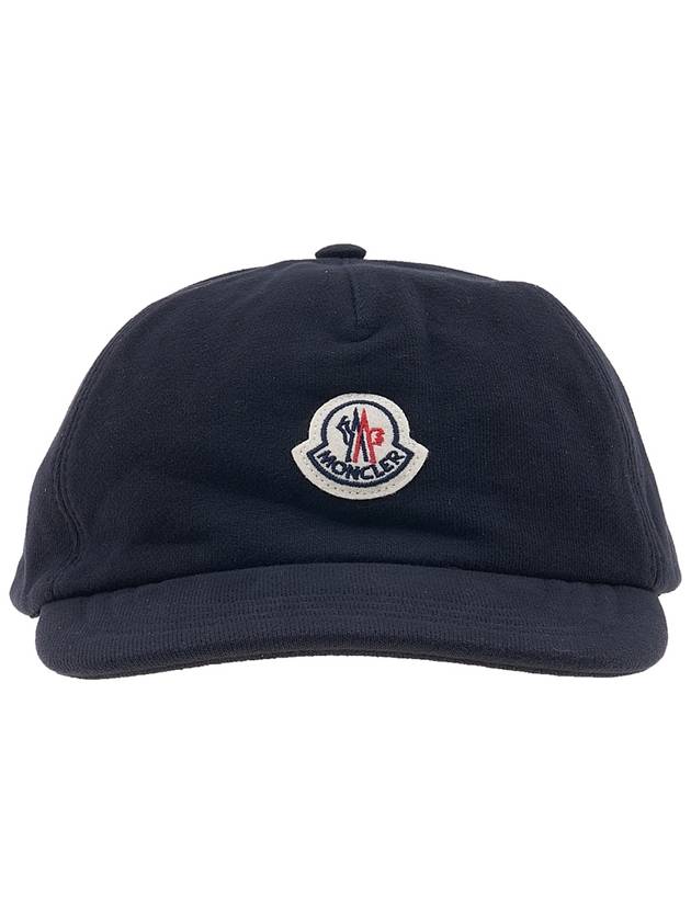 Fleece Logo Patch Cotton Baseball Ball Cap Navy - MONCLER - BALAAN 3